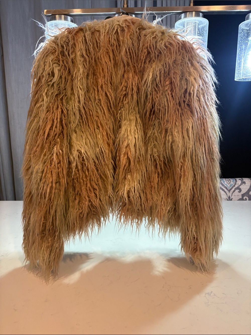 Willow & Clay Multicolor Shag Faux Fur Jacket - Tan, Cream, Brown - Picture 2 of 3